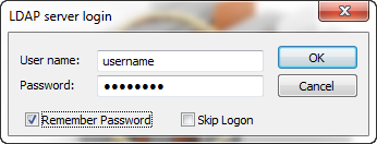 LDAP Server Login dialog box